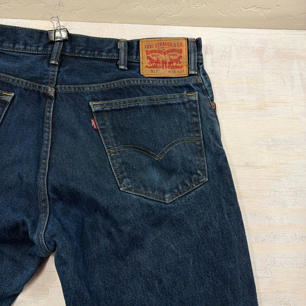 Levi's Jeans 517 Bootcut W36 L34 Dark Wash Indigo Blue Denim Mens